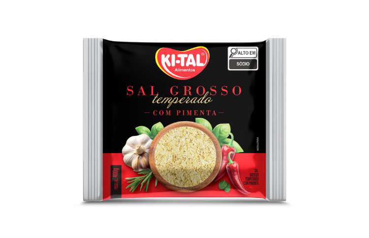 Sal grosso temperado com pimenta